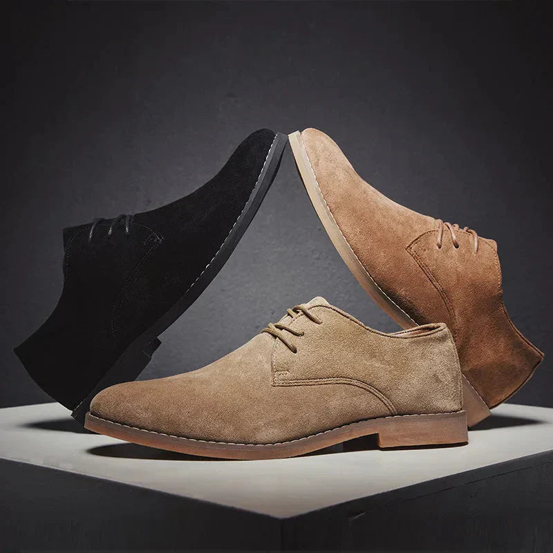 Comfortable men's business dress shoes, sleek loafers ideal for long days in the office.