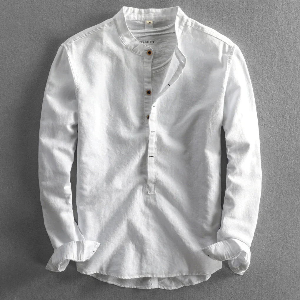 Casual men's button-down shirt with long sleeves, perfect for stylish summer looks, weekend wear, or smart casual events.