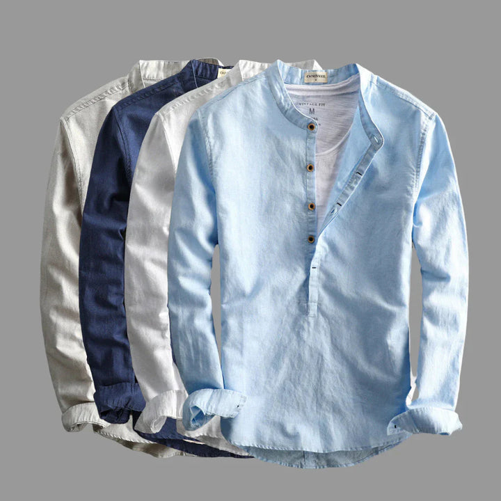 Modern men's long-sleeve button-down shirt for versatile summer fashion. Great for smart casual, office, or weekend style.