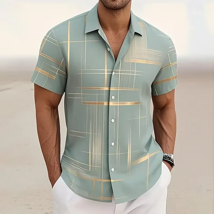 Comfortable men's short-sleeve patterned shirt, perfect for effortless summer style and warm weather fashion.
