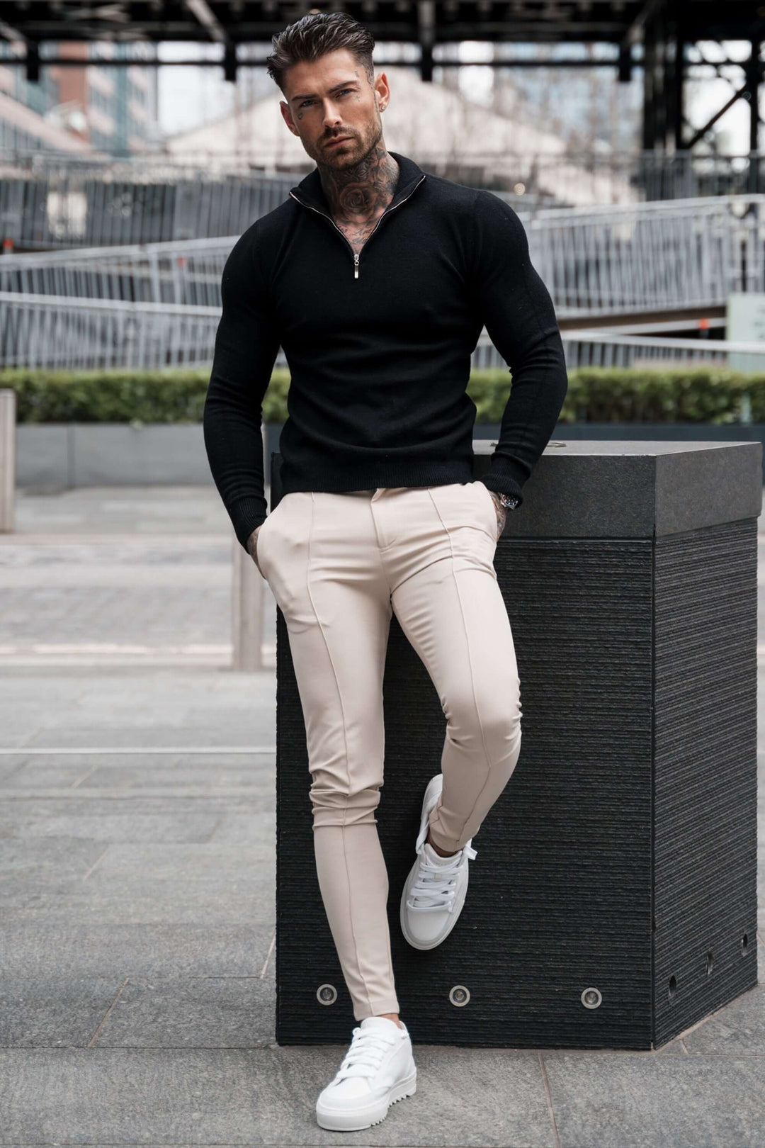 Fashionable men's slim fit long trousers, designed for superior comfort and a sleek, modern silhouette.
