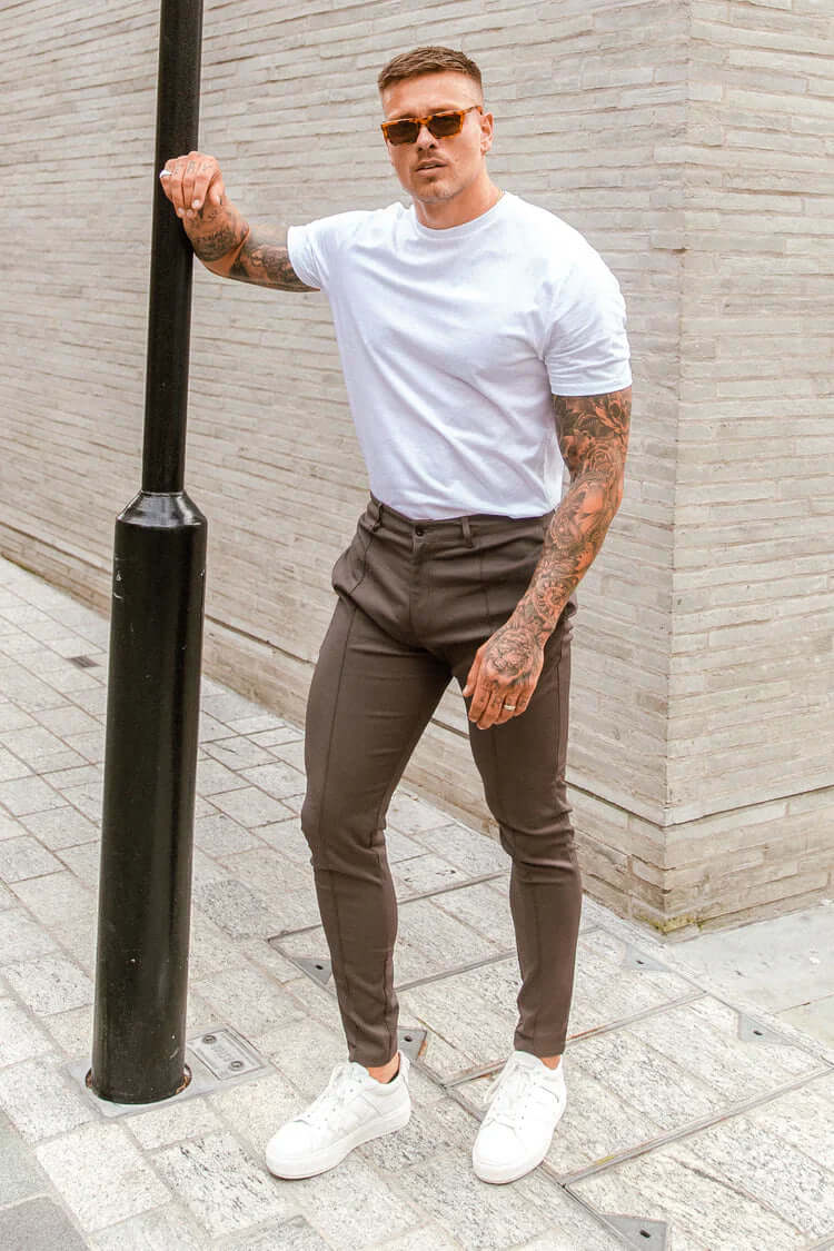 Professional men's slim fit long trousers, offering both style and comfort for demanding work environments.