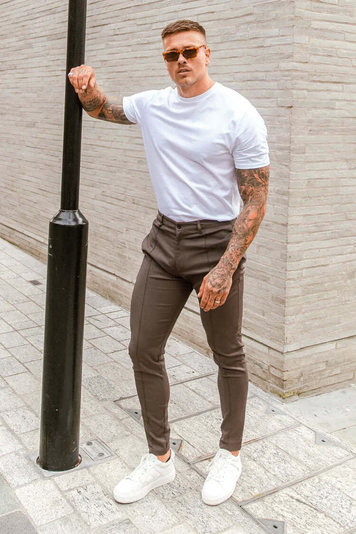 Professional men's slim fit long trousers, offering both style and comfort for demanding work environments.