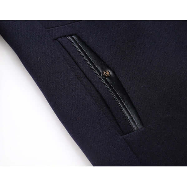 Front view of a men's slim fit winter coat. Stylish & warm outerwear jacket with modern design details.