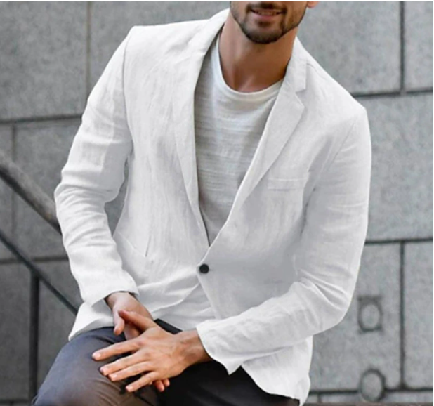 Elegant men's summer blazer. Stylish & versatile lightweight jacket for formal, casual, or party wear.