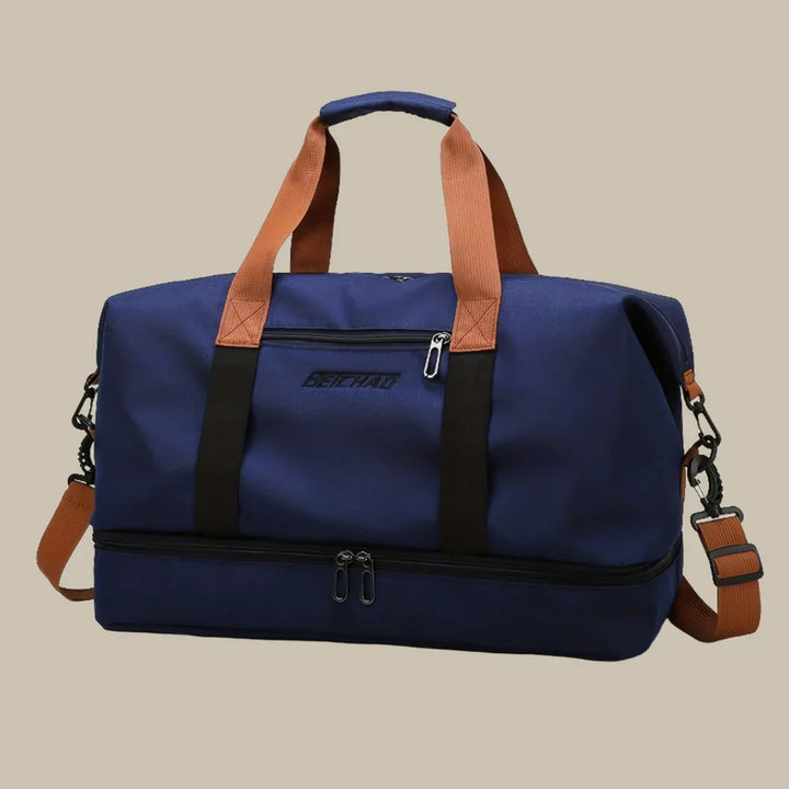 Versatile men's shoulder duffel bag, spacious for travel or gym, with durable construction.