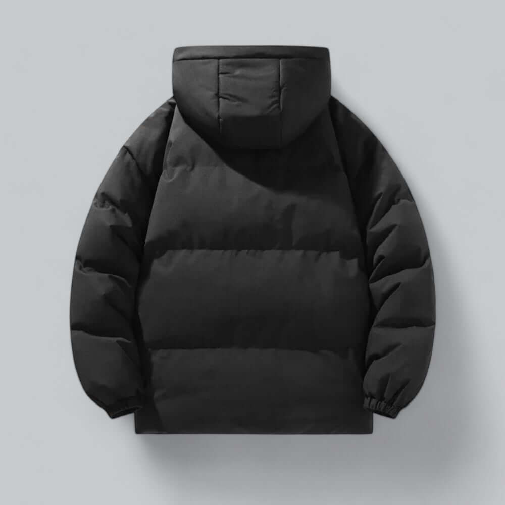 Durable men's hooded winter parka, designed for ultimate warmth and weatherproof protection in cold climates.