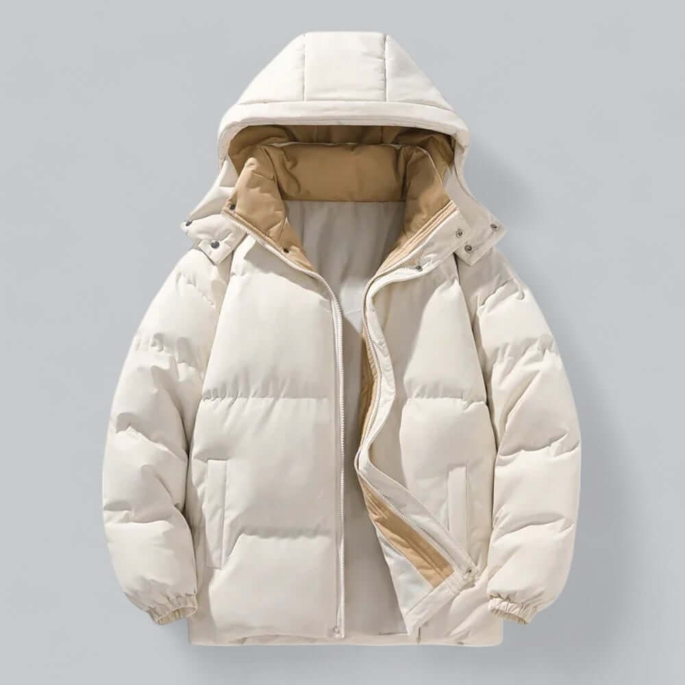 Modern men's autumn/winter parka jacket, stylish and comfortable, perfect for cold weather outerwear fashion.