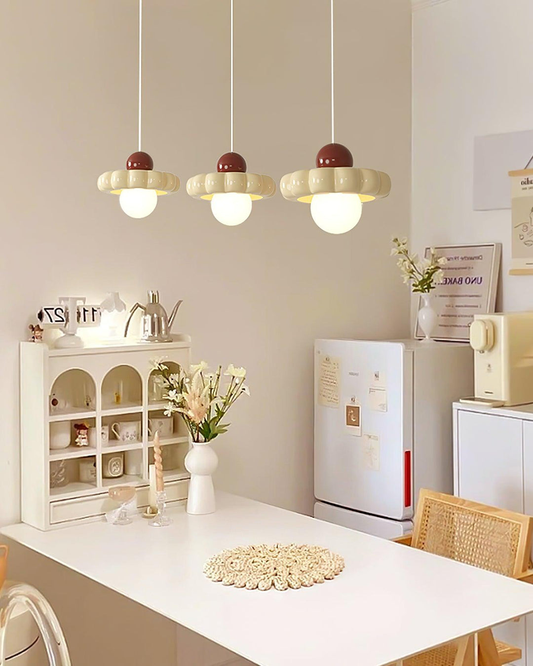 Chic retro pendant light, a modern elegant ceiling fixture providing accent lighting for any room.