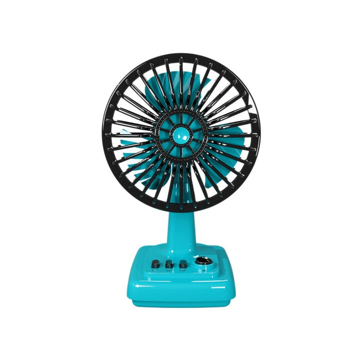 Stylish retro portable desk fan in a metal finish, perfect for cooling your home office. Vintage electric fan.