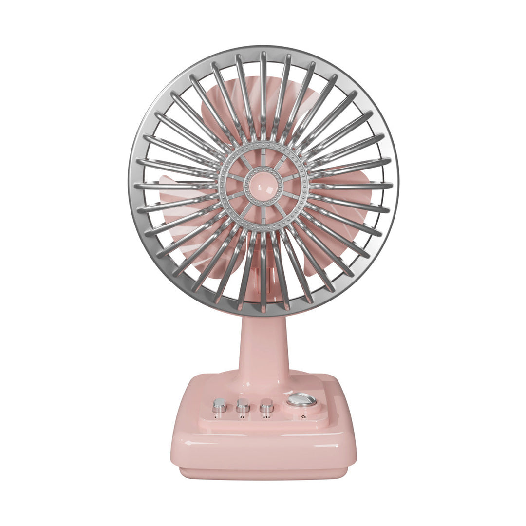 Portable retro desk fan for your office, bedroom, or living room. Enjoy quiet, vintage-style cooling.
