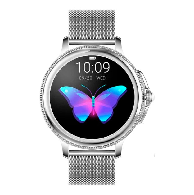 Women's rose gold fitness tracker watch with advanced health monitoring capabilities. A chic tech gadget for active lifestyles.