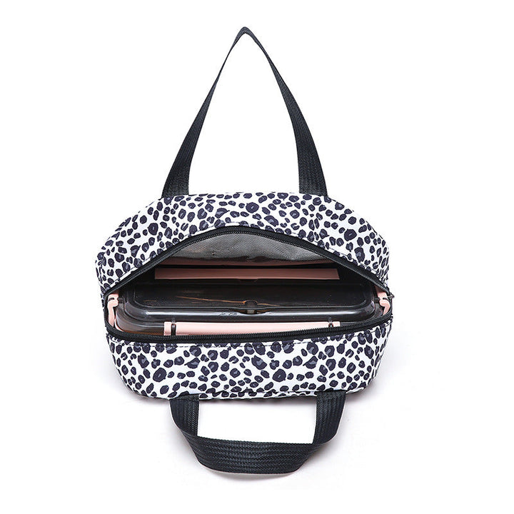 Leopard print backpack for teens, includes a thermal lunch bag & small accessory case.