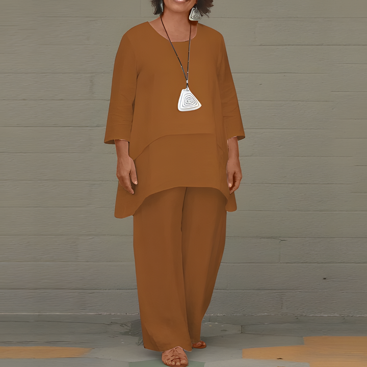 NEW women's stylish linen two-piece set, a comfortable & breathable summer outfit for modern fashion.