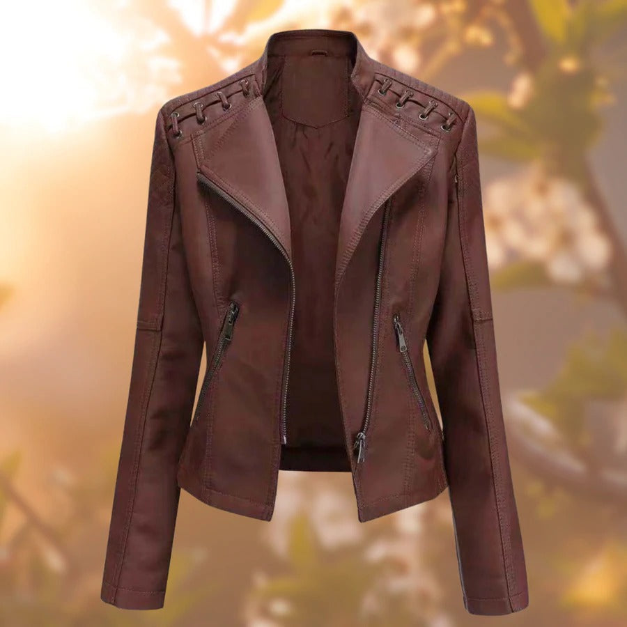 Trendy women's vardi dante20251122 leather jacket, offering durable style