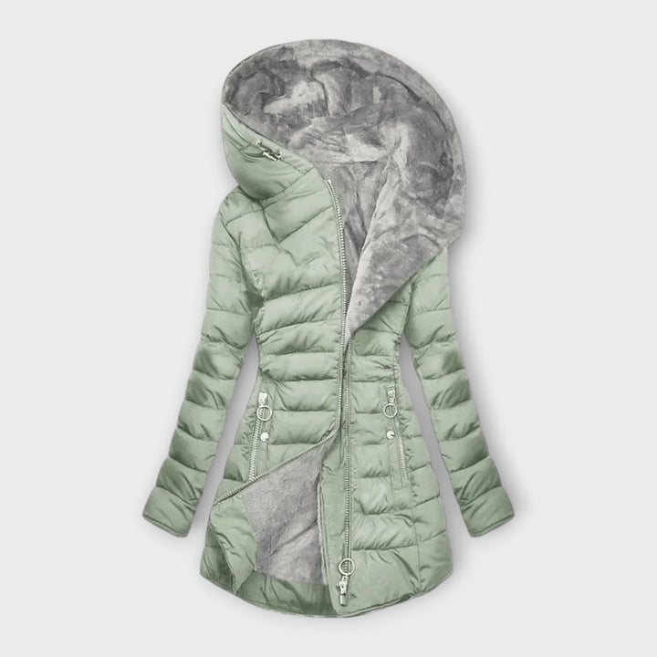 Stylish women's black winter jacket with tailored fit, cozy & warm for everyday comfort & elegant outerwear.