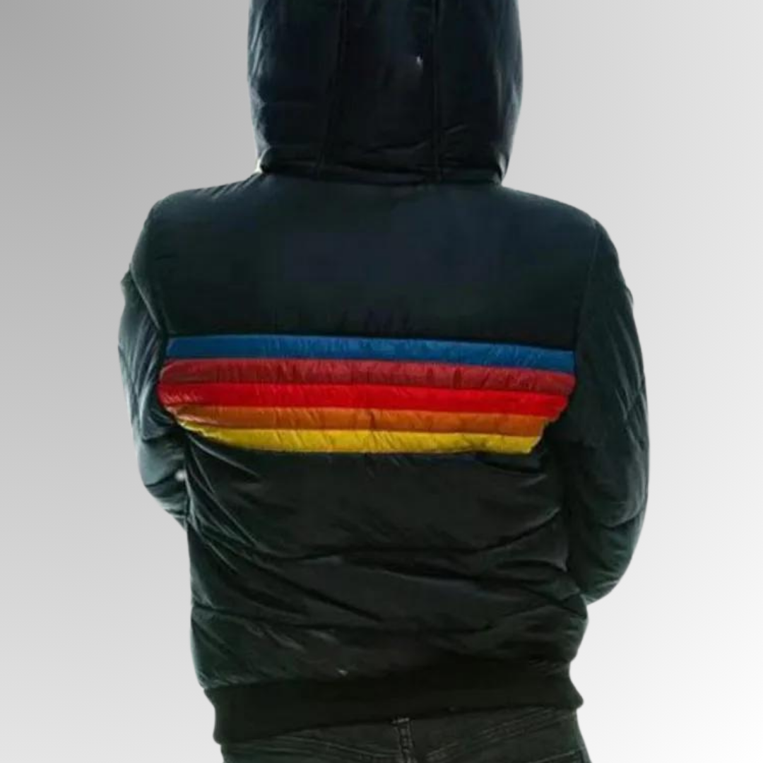 Soft quilted puffer jacket for women, a stylish blue zip-up winter coat offering comfort & warmth.