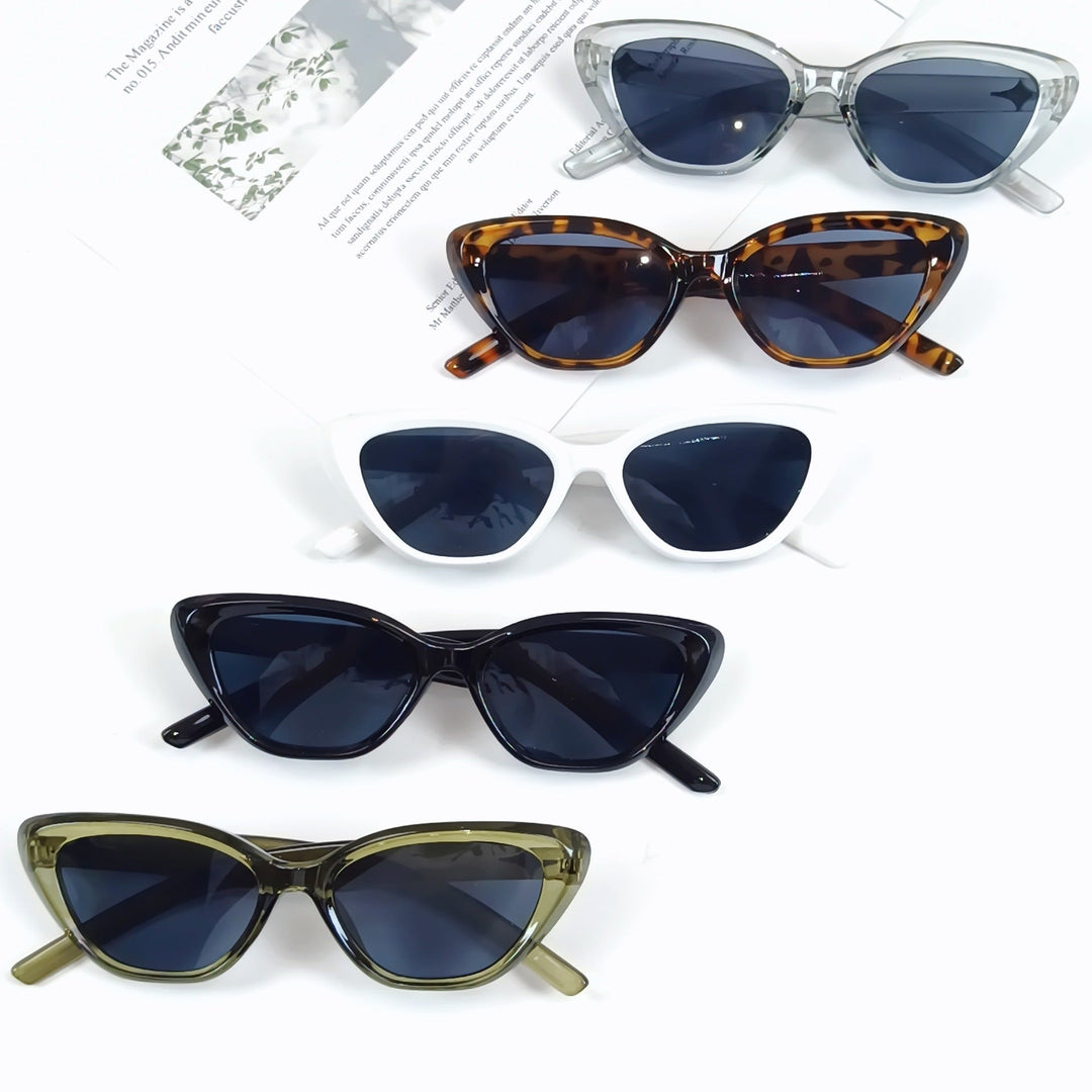 Designer women's UV protection sunglasses, lightweight and stylish with an angled frame.