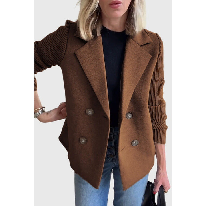 Chic women's tailored double-breasted blazer. Perfect for office wear or stylish smart casual outfits.