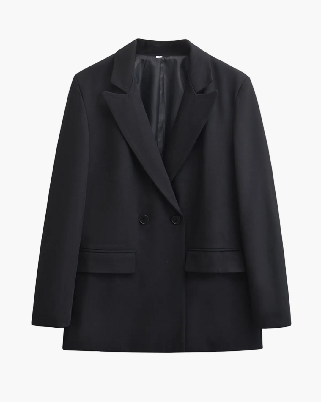 Sophisticated grey double-breasted women's blazer, offering a professional tailored fit for business and formal attire.