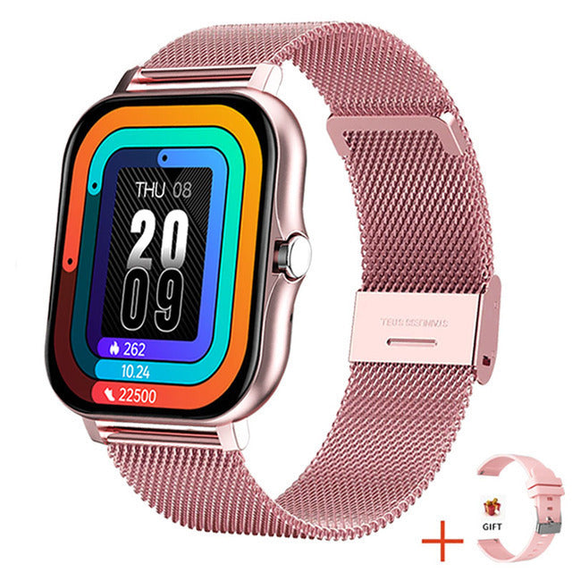 Sleek black women's smartwatch, a chic health and fitness companion.