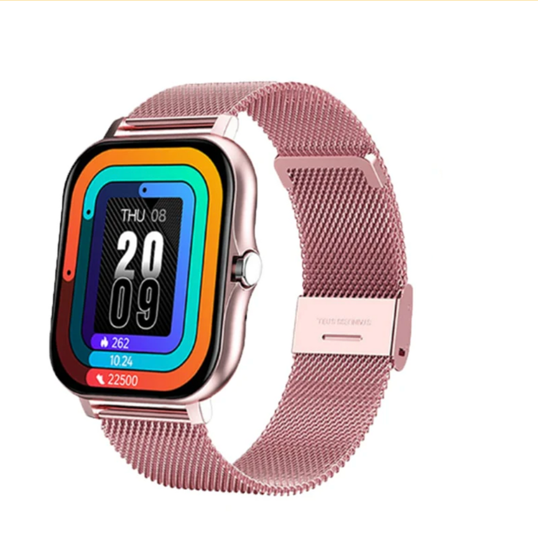 Women's silver smartwatch: a stylish health and fitness tracker.