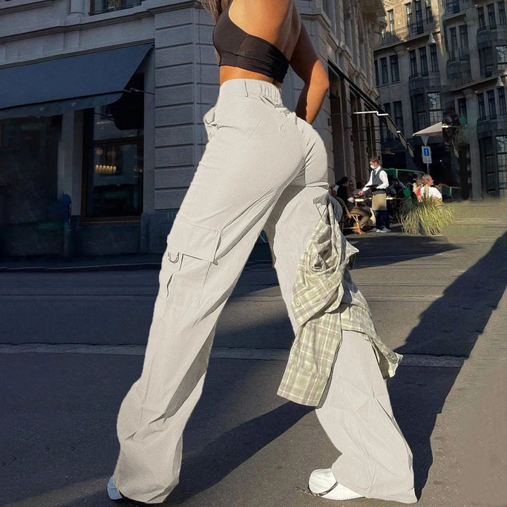Versatile women's cargo pants with multiple functional pockets, perfect for everyday style & utility.