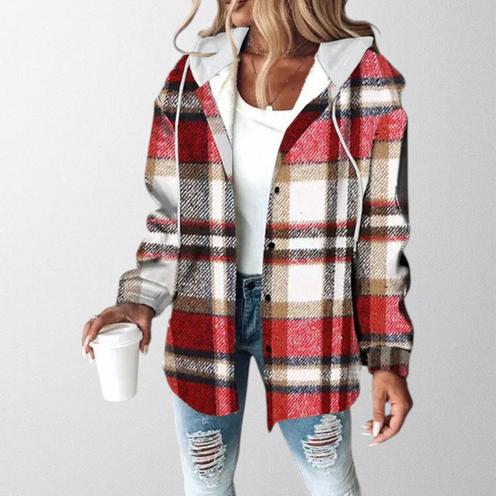 Cozy women's hooded jacket, a versatile layering piece for everyday comfort. Ideal for fall & winter wear.
