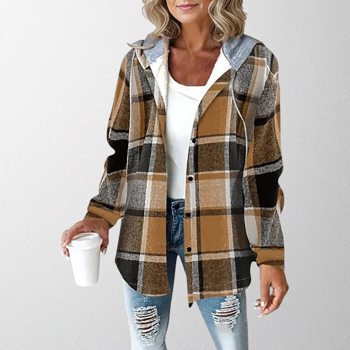 Ultra-cozy women's hooded jacket, a stylish & warm layering piece. Essential for winter & fall casual wear.