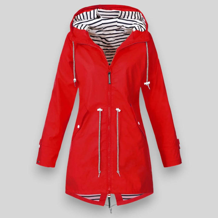 Comfortable plus size women's hooded jacket with adjustable waist, great for everyday casual outerwear.