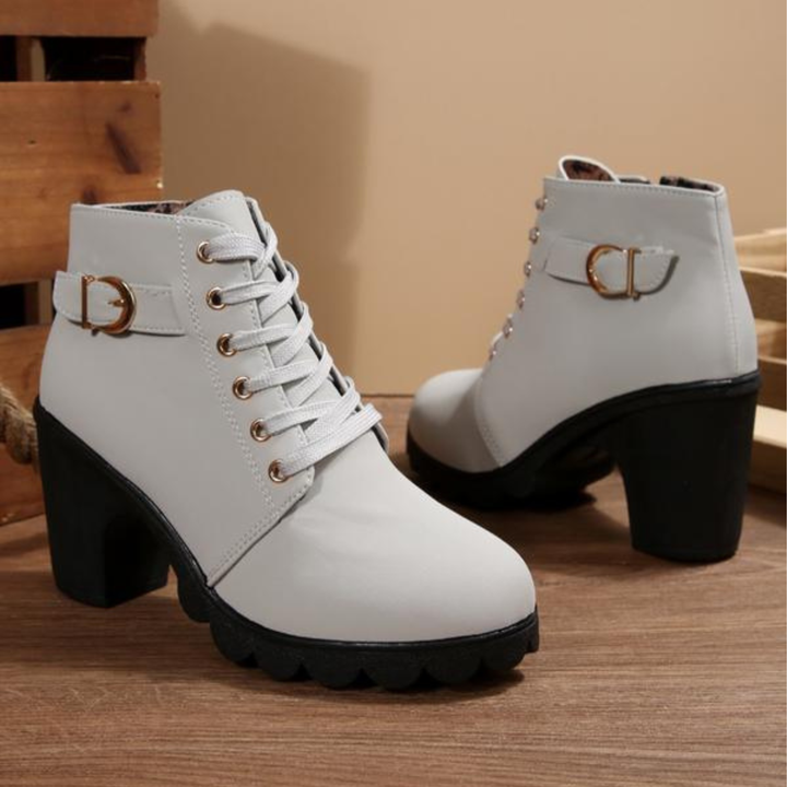 Versatile women's lace-up ankle boots with a block heel, offering both style and comfort for diverse occasions.