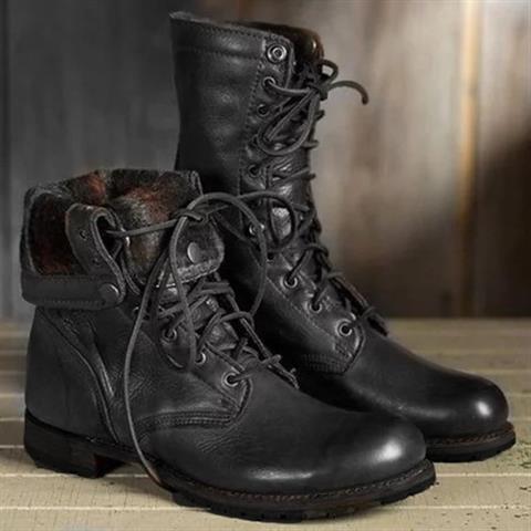 Versatile women's mid-calf lace-up boots for fall & winter. Comfortable, casual footwear with a stylish design.