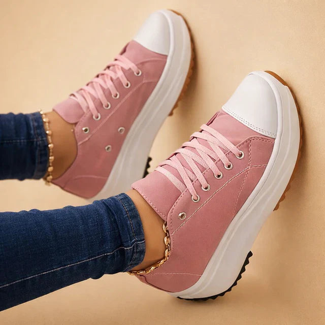 Comfortable women's lace-up walking shoes. Stylish low-top casual sneakers for spring & summer.