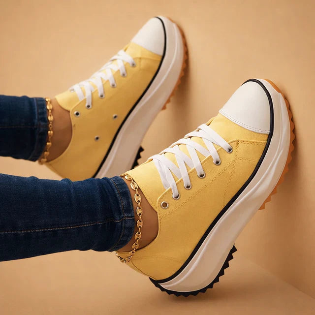 Trendy women's low-top lace-up sneakers. Ideal casual shoes for everyday comfort & autumn wear.