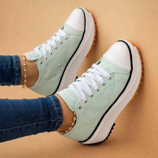 Versatile women's lace-up sneakers for walking & everyday comfort. Stylish low-top casual shoes.
