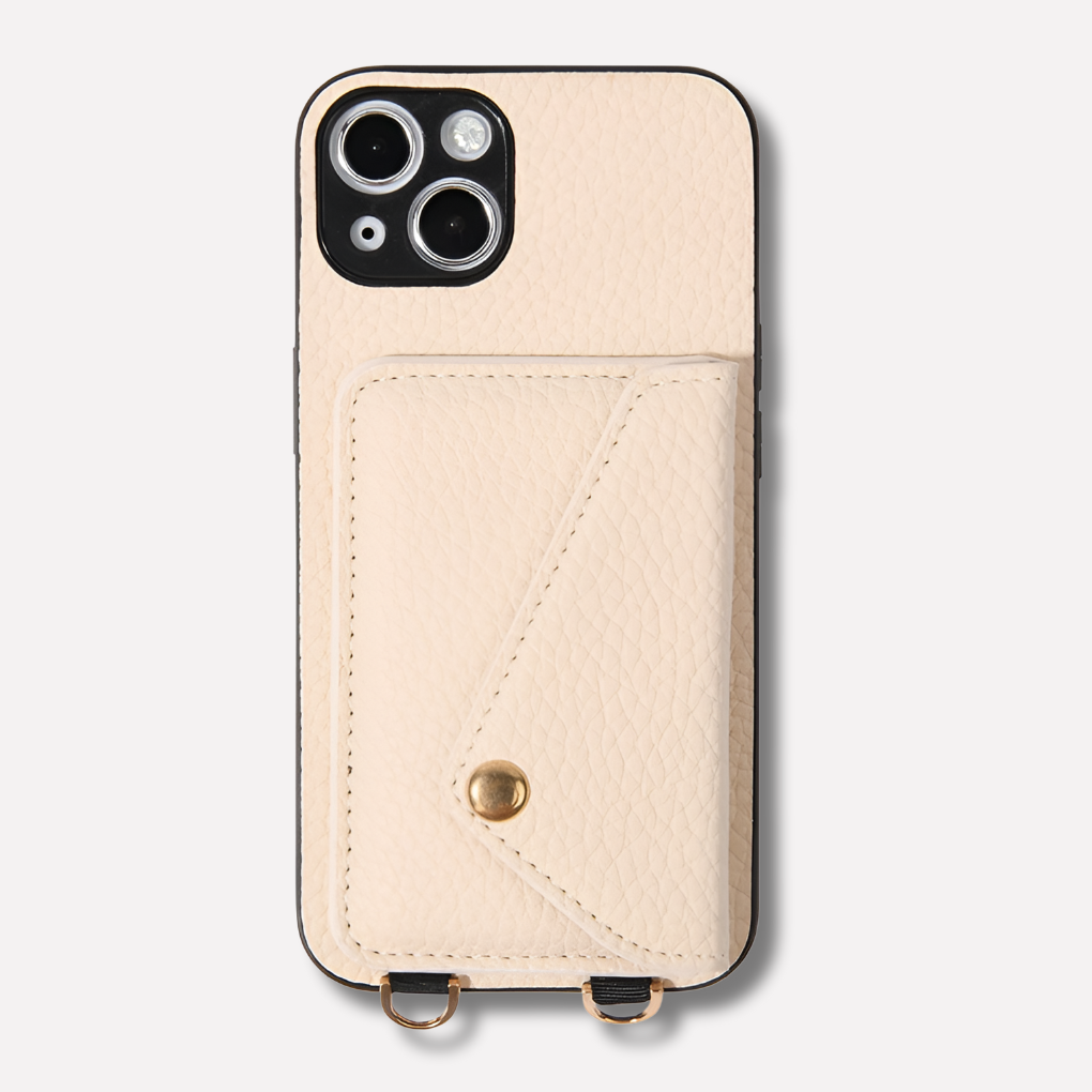 Gift for her: Elegant leather crossbody phone case with lanyard, perfect for hands-free convenience & style.