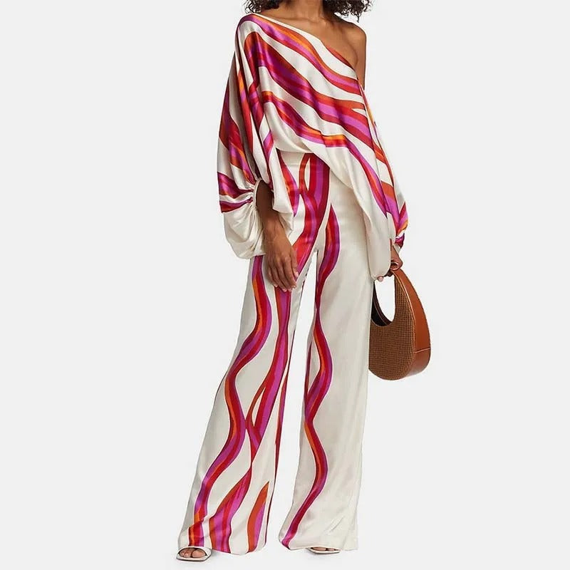 Versatile pink off-shoulder two-piece set for women, a comfortable and matching summer outfit.