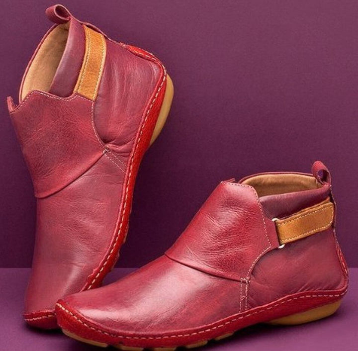 Stylish women's orthopaedic ankle boots in rich brown for ultimate comfort, support, and casual winter walking.