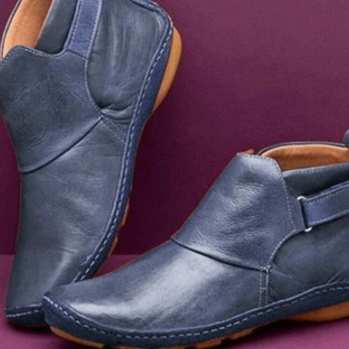 Grey women's orthopaedic ankle boots providing ultimate comfort & support. Ideal stylish casual footwear for ladies.