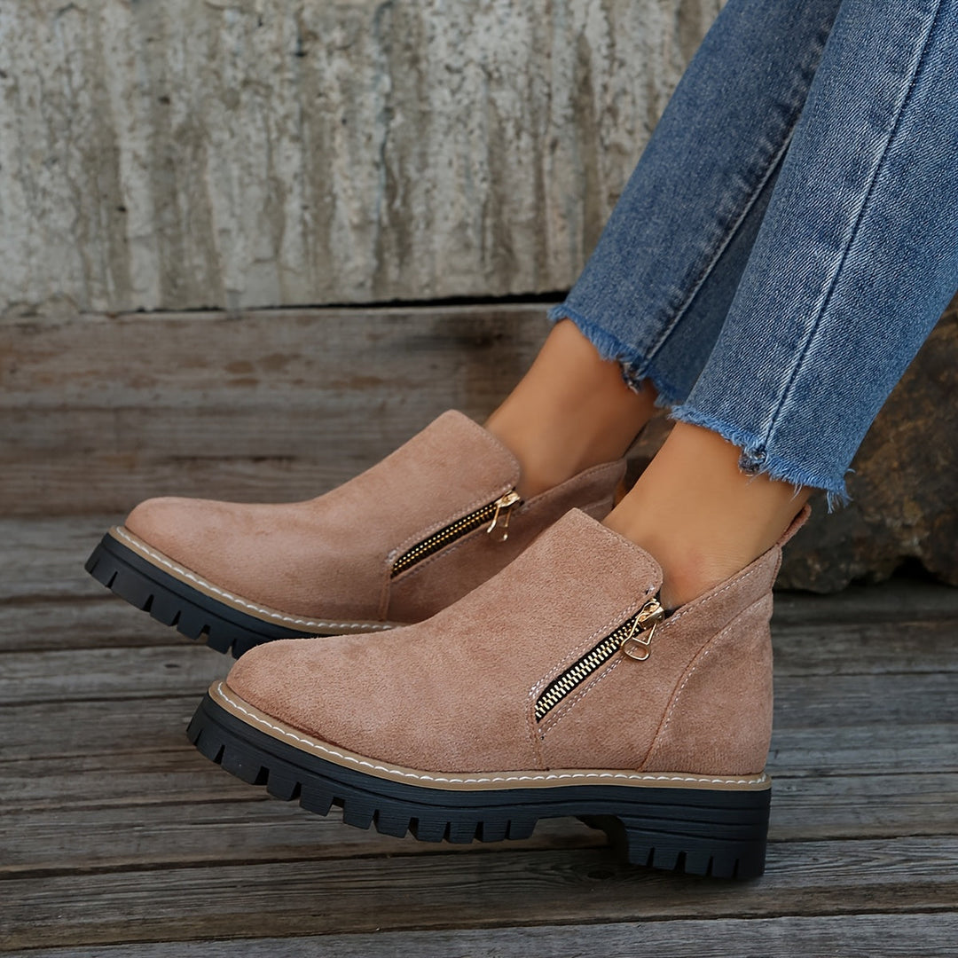 Orthopaedic women's boots with arch support, cushioned sole, side zipper, and slip-resistant design.