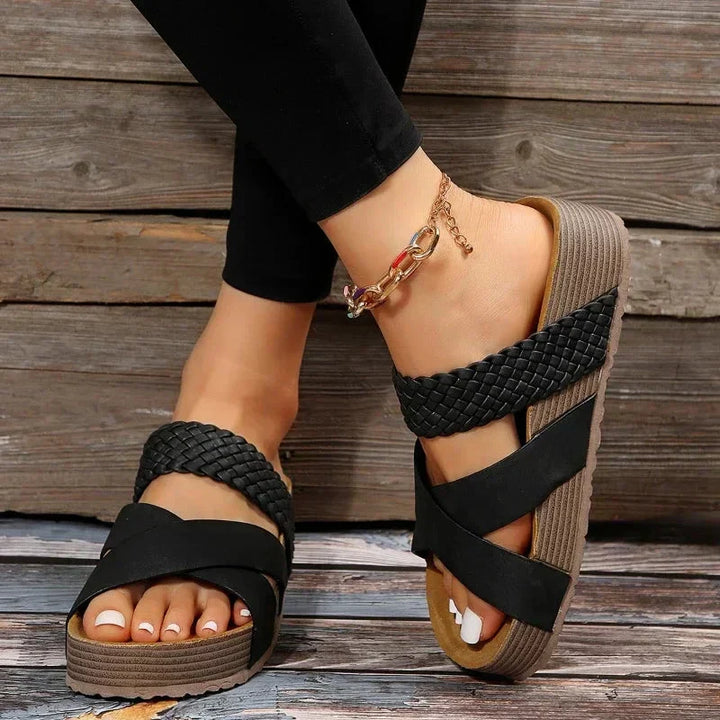 Supportive women's summer sandals with orthopaedic arch support. Stylish & comfortable for walking or vacation.