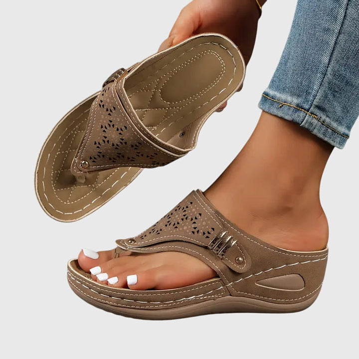 Stylish women's orthopaedic wedge sandals with arch support for comfortable everyday wear and foot pain relief.