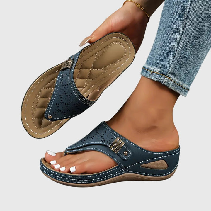 Slip-on orthopaedic sandals for women, offering foot pain relief, arch support, and summer comfort.