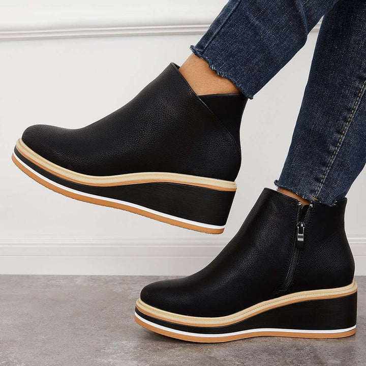 Comfortable women's orthopedic platform ankle boots for casual or dressy occasions.
