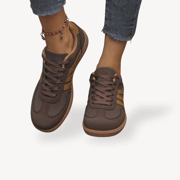 Women's stylish comfort sneakers; orthopedic, supportive & casual with fashionable contrast details.