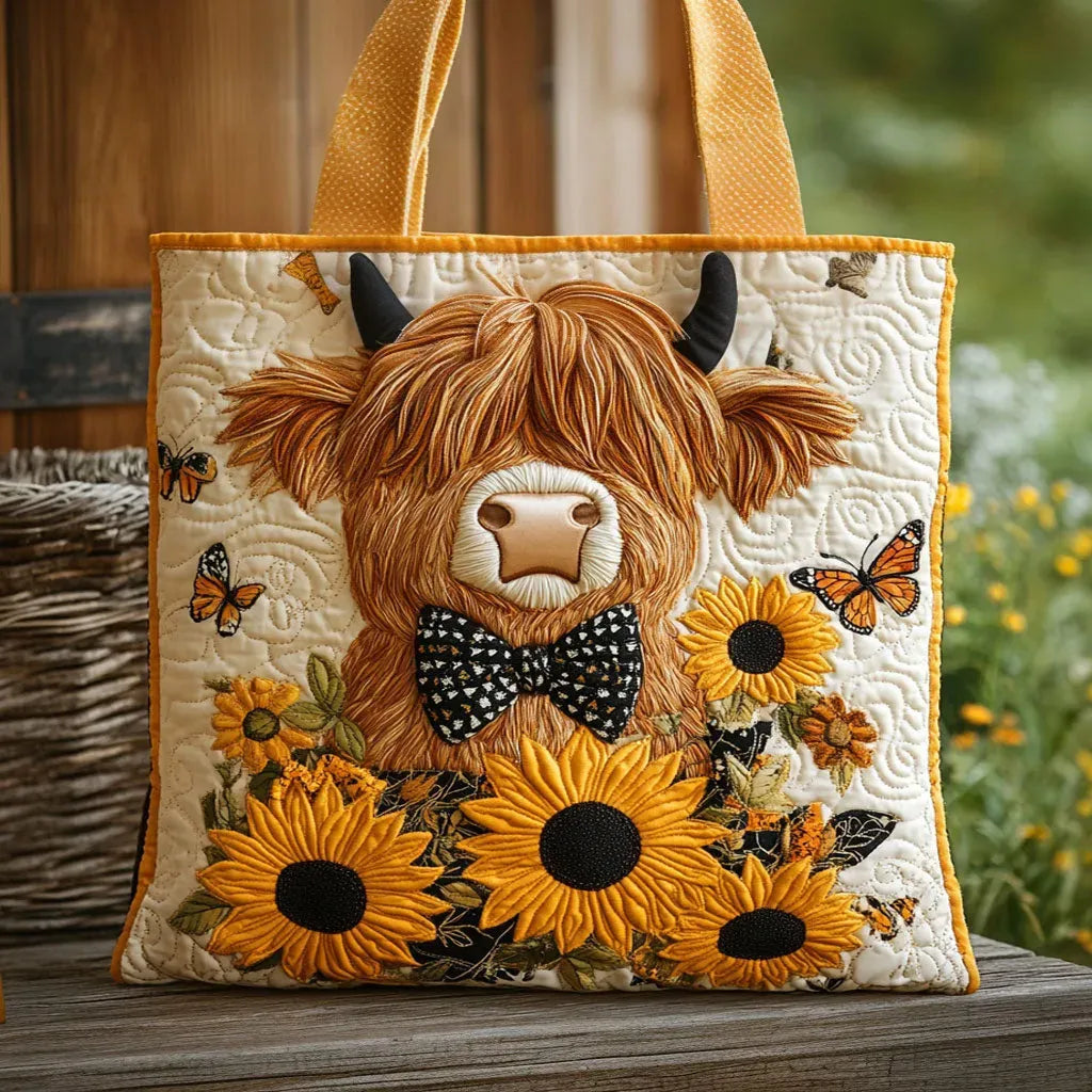 Stylish Women's Quilted Tote Bag with Butterfly & Bow Accent. Perfect shoulder bag for everyday fashion.