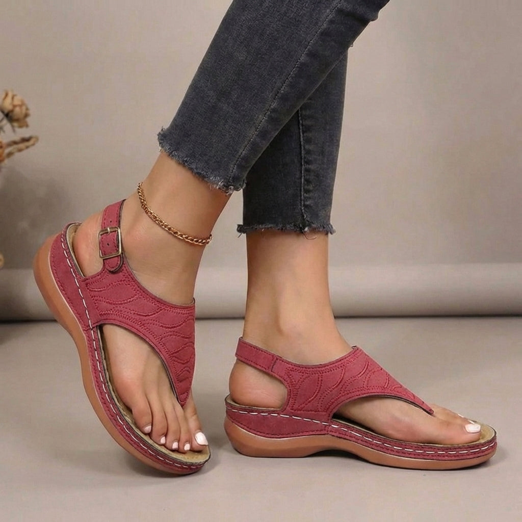 Serene orthopedic thong sandals offering superior arch support and style for walking.