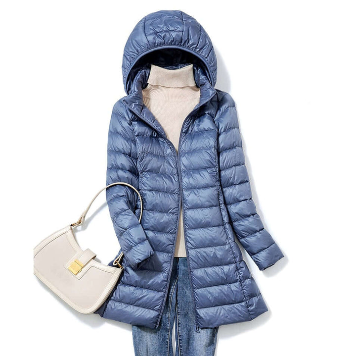 Stylish women's ultralight winter leisure jacket, perfect for warmth & comfort in cold weather.