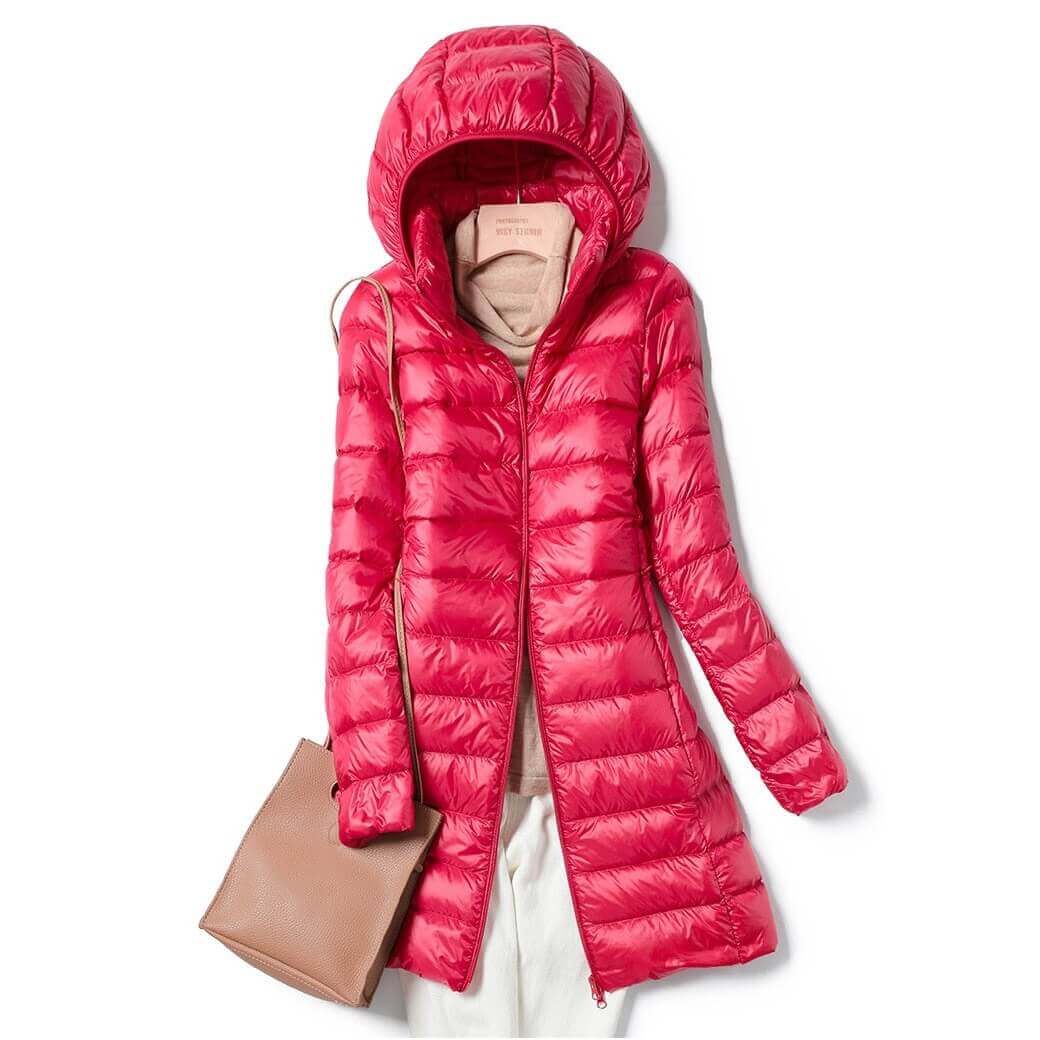 Versatile women's casual winter jacket, warm ultralight zip-up for leisure, travel & everyday comfort.
