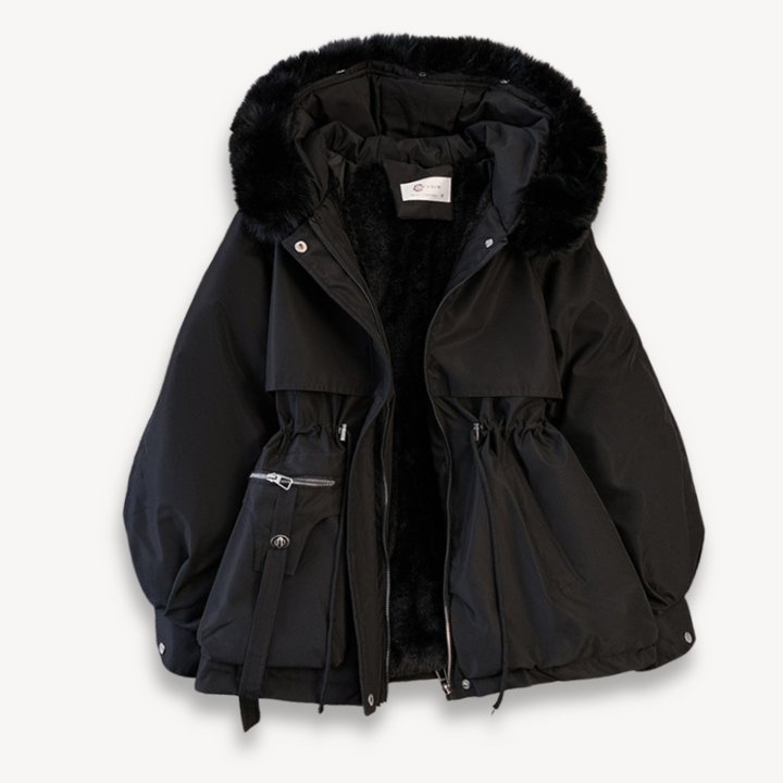Women's warm winter parka. Durable outerwear with a removable hood, designed for ultimate warmth in cold weather.